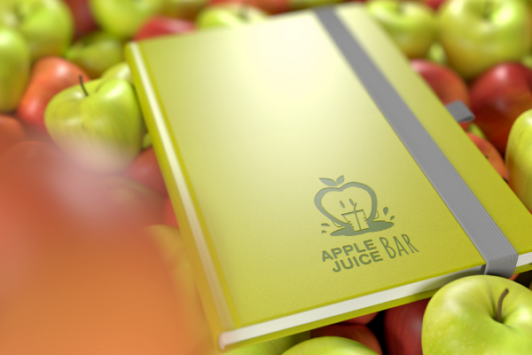 Notizbuch mit dem Cover aus Apfelresten
