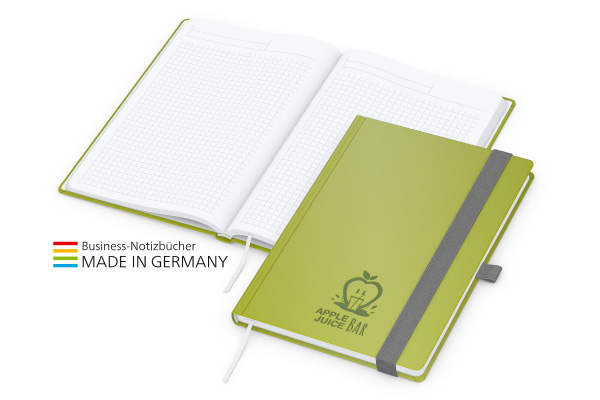 Notizbuch mit dem Cover aus Apfelresten grün